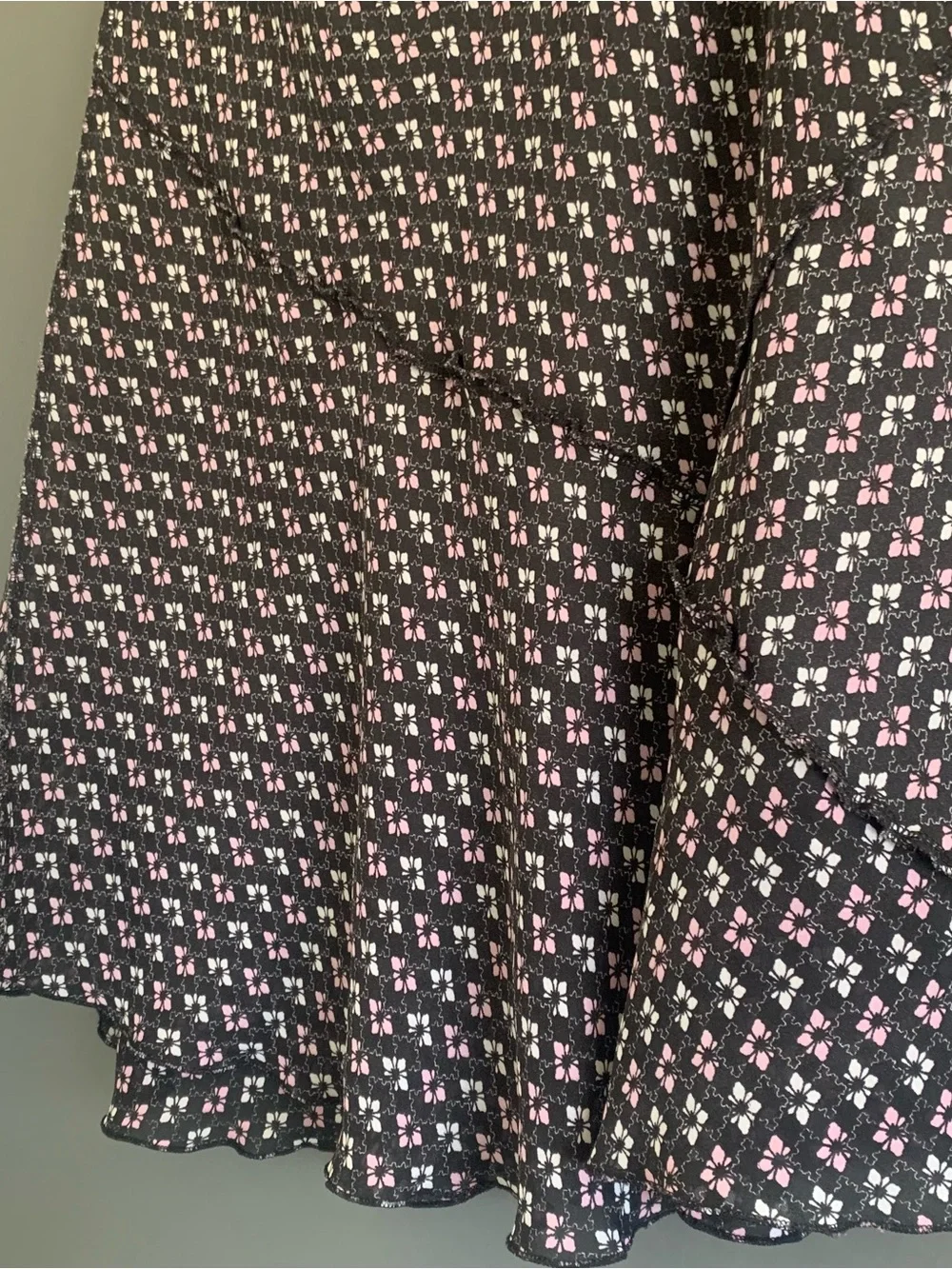 Black Maxi Skirt with Pink Geometric Print